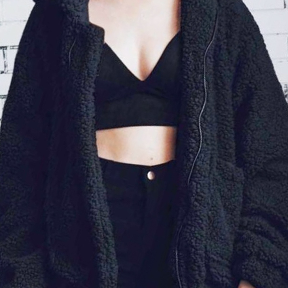 oversized Sherpa black Jacket